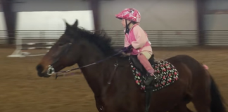A 5-year-ol girl with a 2’6″ horse leaping prowess astounds the audience.